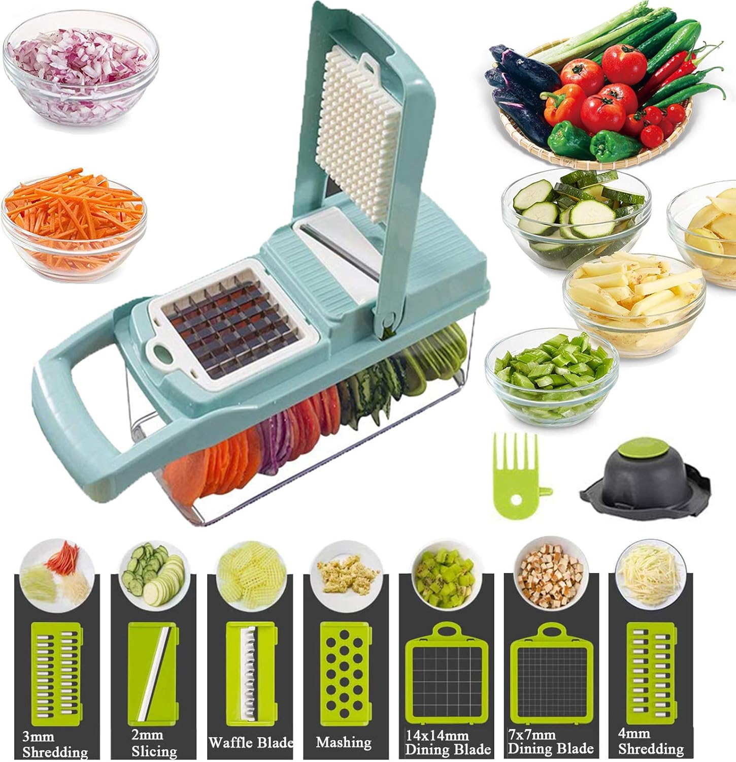 Vegetable Shredder, Vegetable Slicer，12In1, The Third