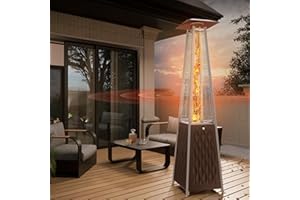EAST OAK Pyramid Patio Heater, 48,000 BTU Outdoor Patio Heater, Quartz Glass Tube Propane Heater for Commercial & Residential, Triple Protection System, With Wheels, 2024 Upgrade, Bronze