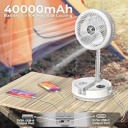 40000mAh Battery Operated Oscillating Table Fan