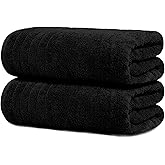 Tens Towels Pack of 2 Extra Large Bath Sheets 35 x 70 Inches, 100% Cotton, Larger & Lighter Weight, Quicker to Dry, Super Soft & Absorbent, Oversized Bath Towels, Black