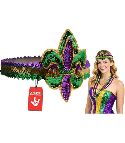 Amazon.com: LKQBBSZ Mardi Gras Feather Headband, Sequin  display picture 1