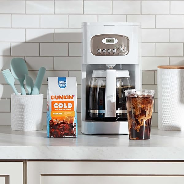 DUNKIN’ COLD CARAMEL FLAVORED GROUND COFFEE, 10 OUNCE