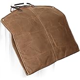 Polare 43” Waxed Canvas Full Grain Leather Trim Garment Bag for Travel, Large Carry on Business Suitcase Cover with YKK Zipper, Waterproof Hanging Suit Garment Cover with Handles,1 pack