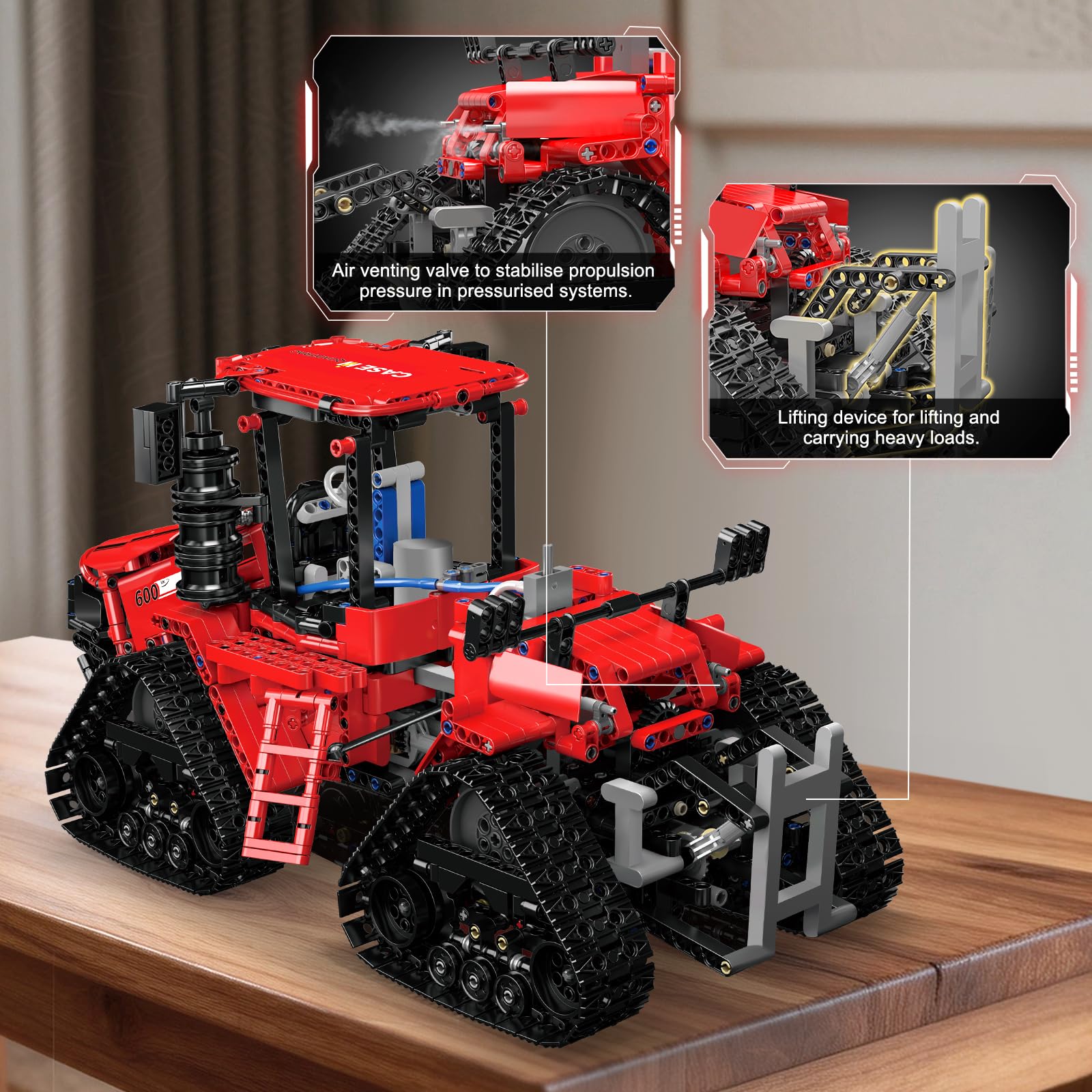 Mould King 18020 Technik Fernbedienung Traktor Klemmbausteine Bausatz, 1698+ PCS MOC elektrischer Quadtrac 600 Spurtraktor, Schwere Baufahrzeug Clamp Traktor Blöcke Set für Jugendliche 14+/Erwachsene 2
