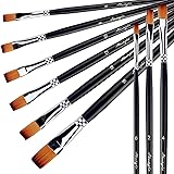 AMAGIC 9Pcs Flat Tipped Brushes with Case for Acrylic Oil Watercolor, Artist Professional Painting Kits with Synthetic Nylon 