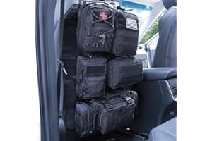JIMIKAY Universal Tactical Seat ​Back Organizer Vehicle Molle Panel Organizer Storage Bag with 5 Detachable Molle Pouch for All Vehicel Such as Jeep,Truck,SUV, Car, Ford,Chevy etc