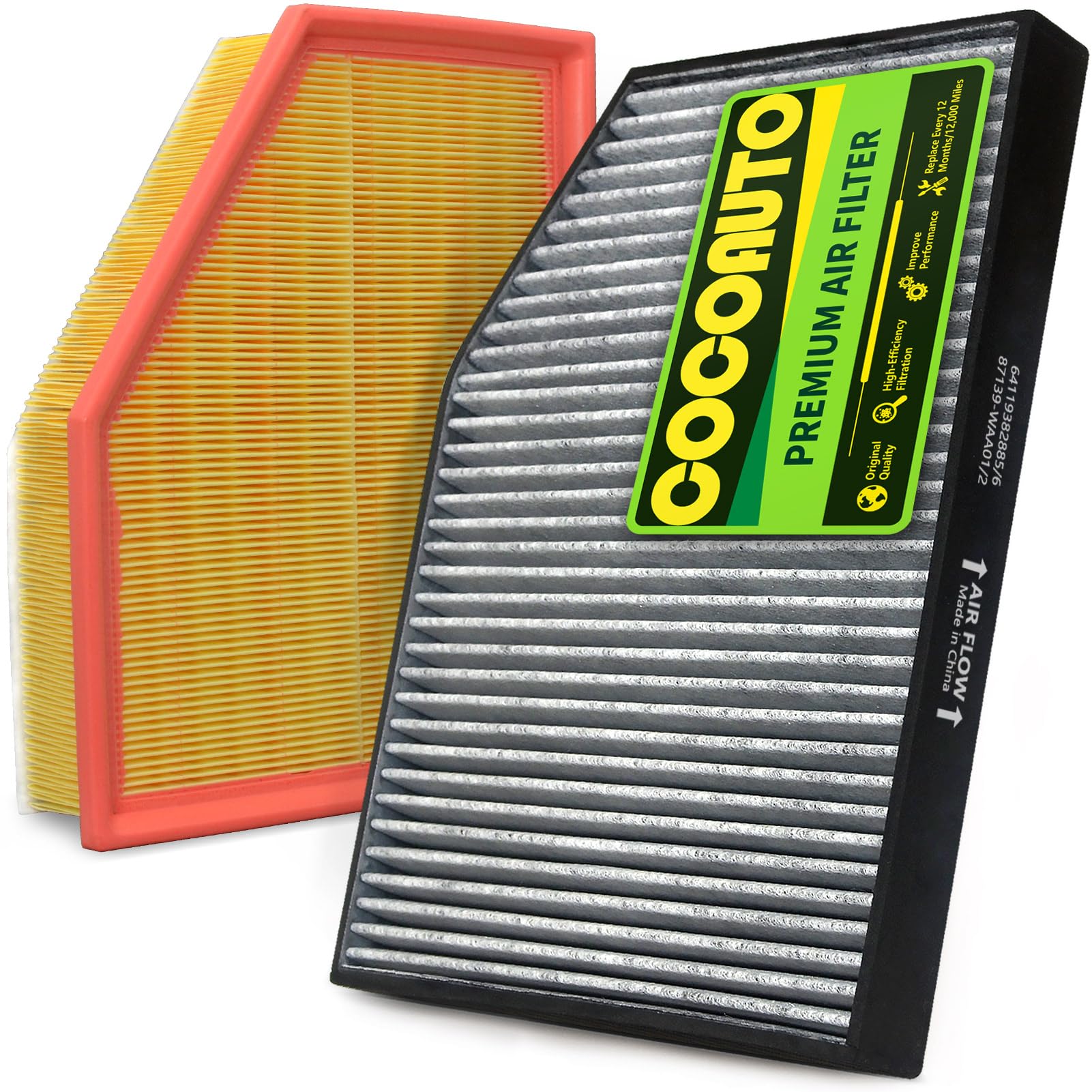 Photo 1 of COCOAUTO Cabin & Engine Air Filter Kit for 2018-2019 X3 (XDrive30i/SDrive30i/M40i), 2019 X4; 2020-2021 X3 (XDrive30i/SDrive30i); 2020-2022 X4 (XDrive30i Only), Replaces 64119382885, 13718577171
