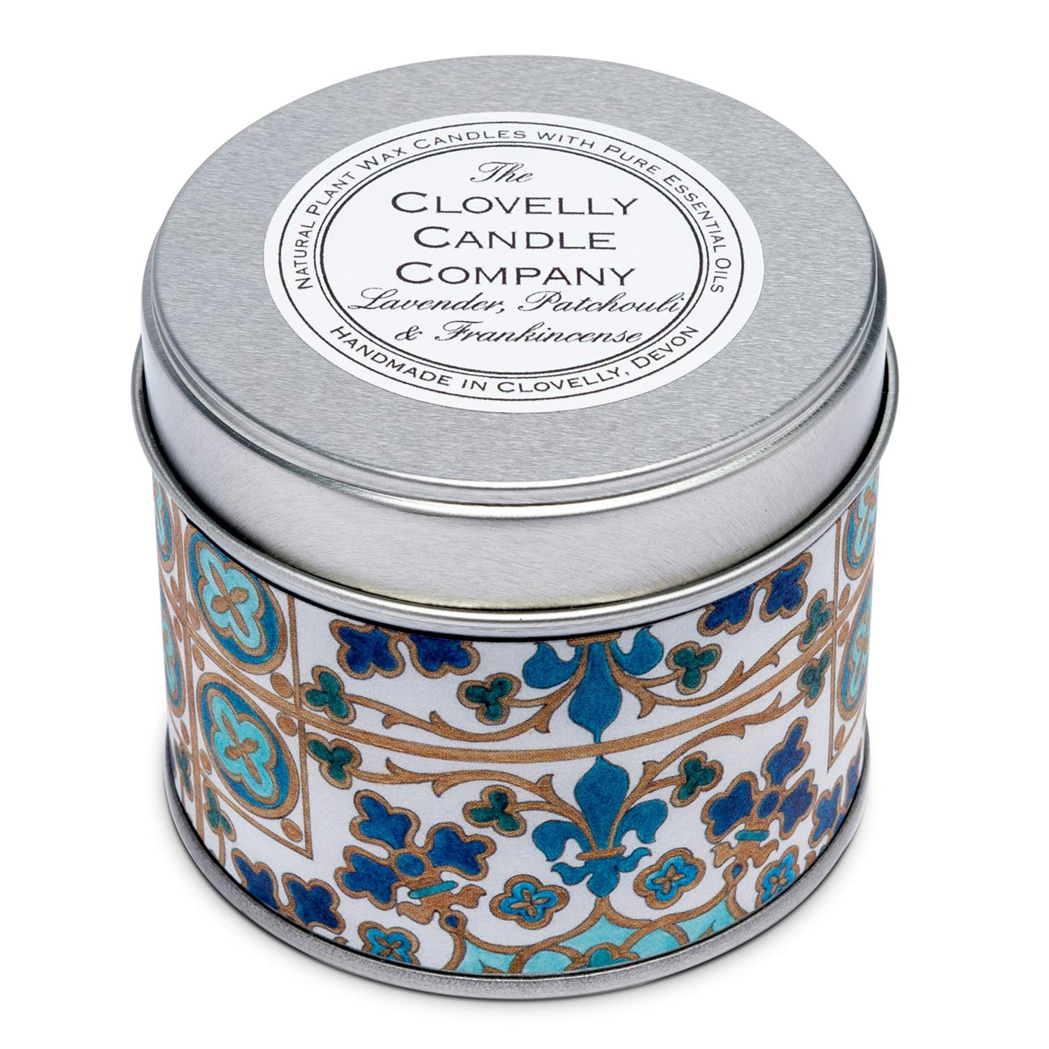Clovelly Soap Co Handmade Natural Scented Lavender Patchouli & Frankincense Aromatherapy Soy Wax Vegan Tin Candle