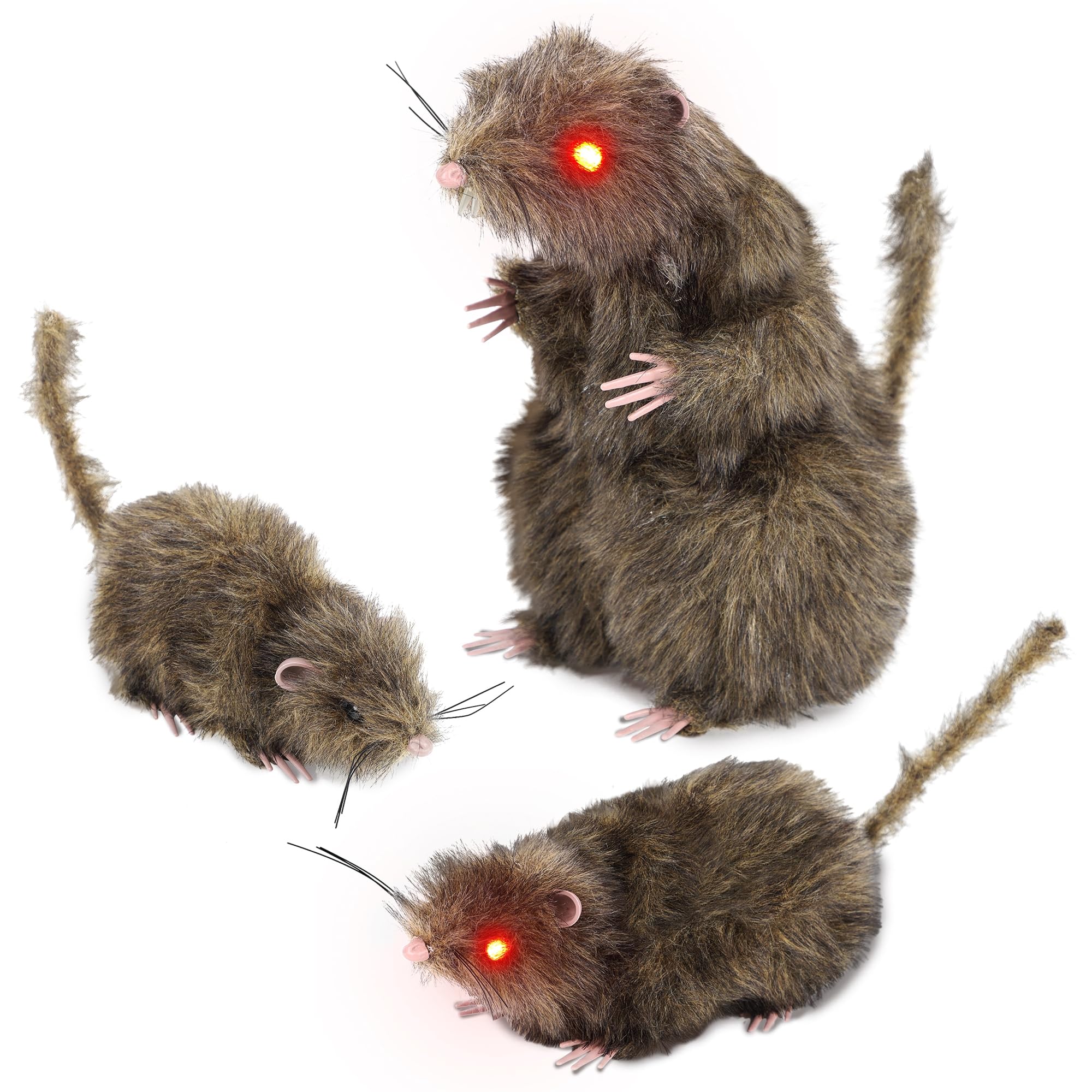 Photo 1 of ATDAWN Realistic Furry Fake Rats, Halloween Fake Rats, Halloween Realistic Fake Animal, Halloween Trick Toys Decoration, Halloween Party Props, 3 Pack