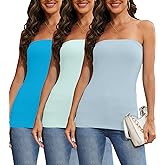 Pafnny 3 Packs Cotton Tube Tops for Women Summer Strapless Shirt Sexy Bandeau Top Stretchy Basic Camisoles Regular Length