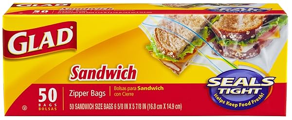 GLAD SANDWICH ZIPPER BAGS, 50 COUNT
