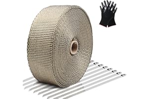 Exhaust Wrap LIBERRWAY Header Wrap Exhaust Heat Wrap for Exhaust Pipes Tap Kit for Car Motorcycle, 2"x50ft with 10 Stainless Ties and Gloves