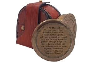 ROYALMART Engraved Compass, to My Husband I Love You, Brass Compass Engraved Gifts for Men, Bronze for Men, Romantic Gifts for Him/Her, Keepsake Gifts for Husband