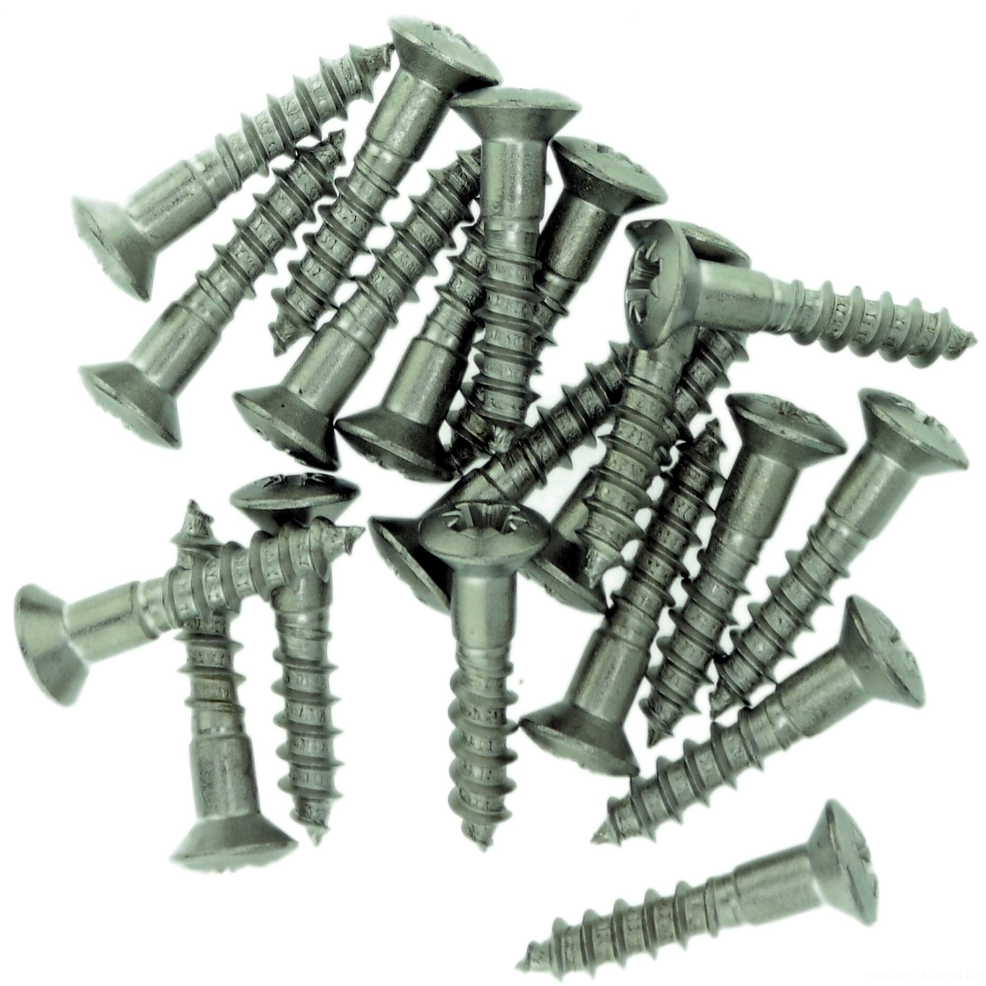 No.8 x 0.98 (4.0mm x 25mm) Pozi Raised Countersunk Wood Screw - Stainless Steel (A2) (Pack of 20)