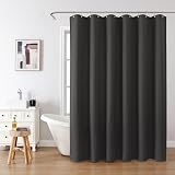 Shower Curtain 182x198cm with Metal Hooks Waffle Fabric Black view 2