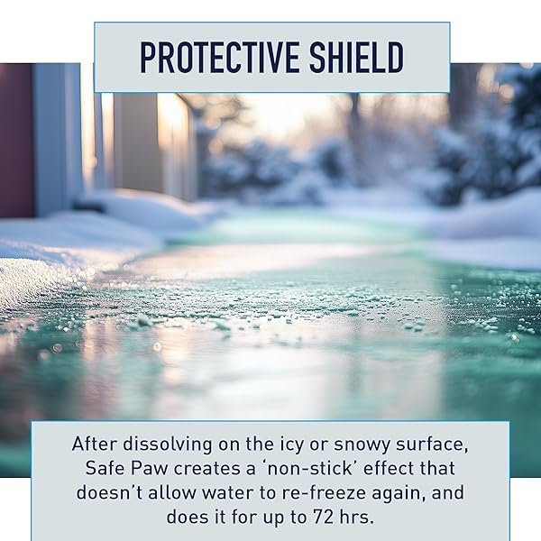 SAFE PAW ICE MELT – PET & KID FRIENDLY, SALT-FREE & CHLORIDE-FREE, SAFE FOR CONCRETE, DRIVEWAYS & SIDEWALKS | LONG-LASTING & FAST- SNOW & ICE MELTER FOR WINTER USE – 3X LONGER EFFECT