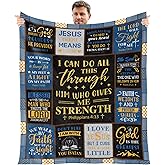 Wxiben Christian Blanket Gifts for Men - Catholic Gifts for Men, Bible Religious Spiritual Inspirational Baptism Faith Gift Birthday Christmas Encouragement Gift Black Blue Gold Throw Blanket 59"X 51"