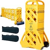 Alpine Commercial Safety Barriers, 13 Foot Expandable Mobile Barricade System - Folding Portable Barrier, Traffic Barricade Fence, Plastic Barricade for Construction, Traffic Control, Driveway Gate