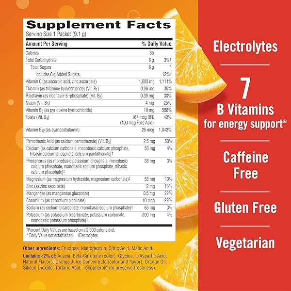 EMERGEN-C 1000MG VITAMIN C POWDER FOR DAILY IMMUNE SUPPORT CAFFEINE FREE VITAMIN C SUPPLEMENTS WITH ZINC AND MANGANESE, B VITAMINS AND ELECTROLYTES, SUPER ORANGE FLAVOR – 60 COUNT/2 MONTH SUPPLY