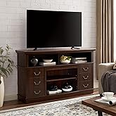 SUNLIFER TV Cabinet for 65" TV: Tall Drawer-Like TV Stand | Rustic Farmhouse Media Entertainment Center with Storage Console and Adjustable Shelves for Living Room - Espresso
