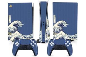 TANOKAY PS5 Console Skin and Controller Skin Set | Painting The Great Wave of Kanagawa | Matte Finish Vinyl Wrap Sticker Full Decal Skins | Compatible with Sony PlayStation 5 Disc Version