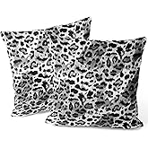 Valvphora Black Leopard Throw Pillow Covers, 2 Sets 18X18 Inch Decorative Cheetah Throw Pillow Cases, Soft Cushion Case for Room Home Decoration