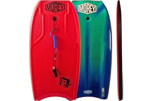 MOREY® Mach 12 MDS, 42.5" Bodyboard. Dynamic Speed Body Boards for Beach, for All Skill Levels, Embedded Fiberglass Stringer, with Coil Leash. Re-Engineered 2025 Model