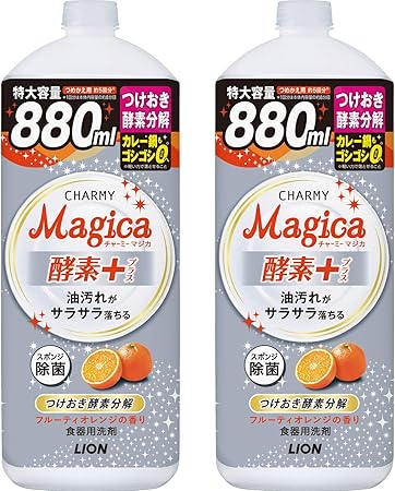 Amazon まとめ買い 大容量 チャーミーマジカ 食器用洗剤 酵素プラス フルーティオレンジの香り 詰め替え 大型 0ml 2個 チャーミー マジカ Charmy Magica ドラッグストア