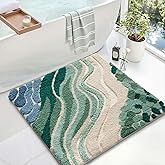 LUMI Beach Bathroom Rug Square, Non Slip Bath Mat Quick Dry, Ultra Soft Washable Absorbent, Ocean Sea Theme Bath Rug for Shower Floor, Home Decor, Kids Room, Bathtub, 32"x32"