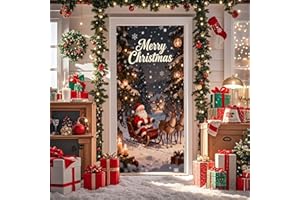 Christmas Door Cover Elastic, Stretchy Door Cover Christmas, Fabric Elastic Christmas Door Covers for Front Door, Festive Par