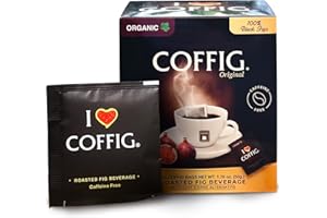 COFFIG Roasted Organic Black Fig Powder - Caffeine Free Herbal Energy Drink Box of 20 Tea Bags/Sachets