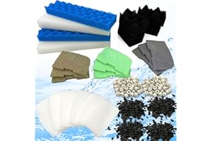 PurifyLogix 29PCS Bio Foam Set Compatible with Fluval 406/407 Aquarium Filters, Including Activated Carbon/Blue/White/Black B