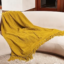 PANDATEX Thick Chunky Yellow Knitted Throw Blanket