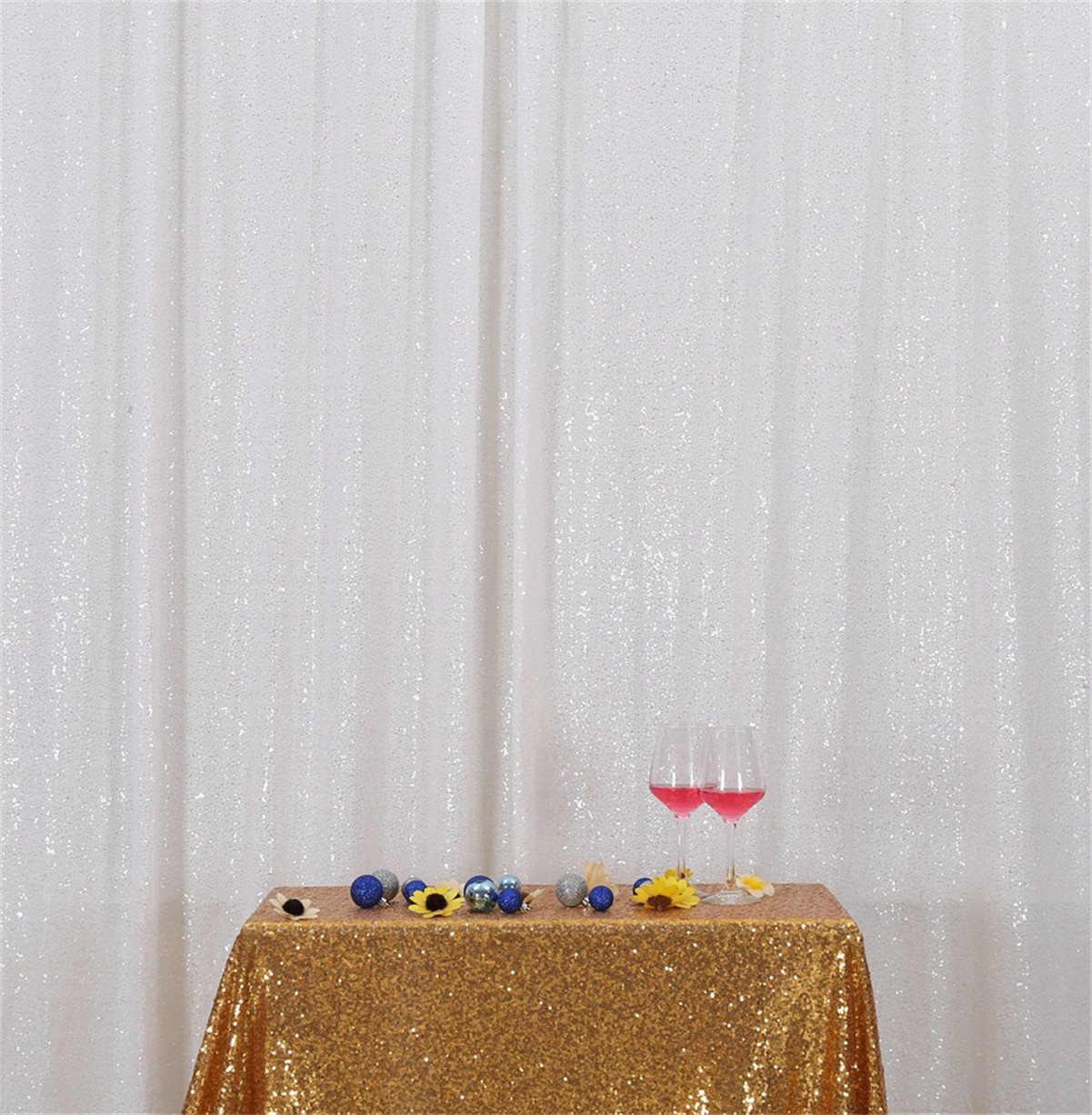 Eternal Beauty 213x213cm White Shinny Sequin Photography Backdrop Party Prom Wedding Youtobe Banquet Photo Background (7x7 feet)