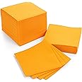 AMERICAN HOMESTEAD Orange Cocktail Napkins - Premium 4"x4" Disposable Linen-Like Beverage Napkins - Bulk Square Party Bar Serviettes for Weddings, Parties, Events, and Everyday Use - 100 Count