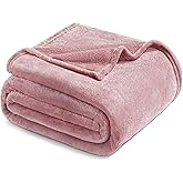 Exclusivo Mezcla Fleece Blankets Queen Size for Bed, Super Soft and Warm, All Season, Cozy, Plush, Lightweight, 90x90 Inches, Dusty Pink