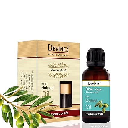 Devinez Olive Cold-Pressed Oil (Jaitun Ka Tel), 50ml - 100% Pure Natural, Undiluted - Moisturizes Skin, Fights Signs Of Aging, Improves Skin Health, Keeps Hair Healthy, Helps Remove Makeup