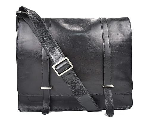 mens leather satchel black