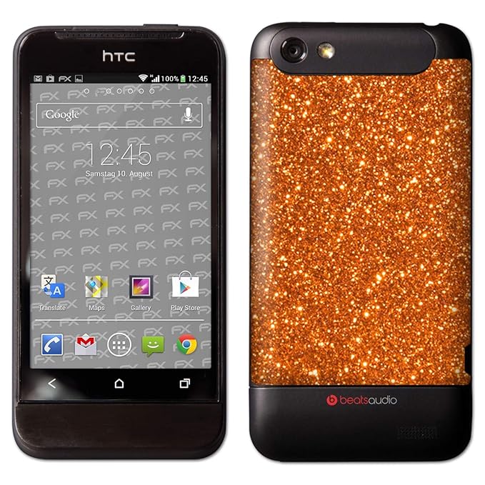 atFolix Skin kompatibel mit HTC One V, Designfolie Sticker (FX-Glitter-Orange-Juice), Reflektierende Glitzerfolie
