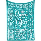Secretary Gifts for Woman, Throw Blanket for Secretaries' Day Administrative Professional Day Gifts for Appreciation, Christmas, Birthday - 50" x 65" Queen of The Office Teal