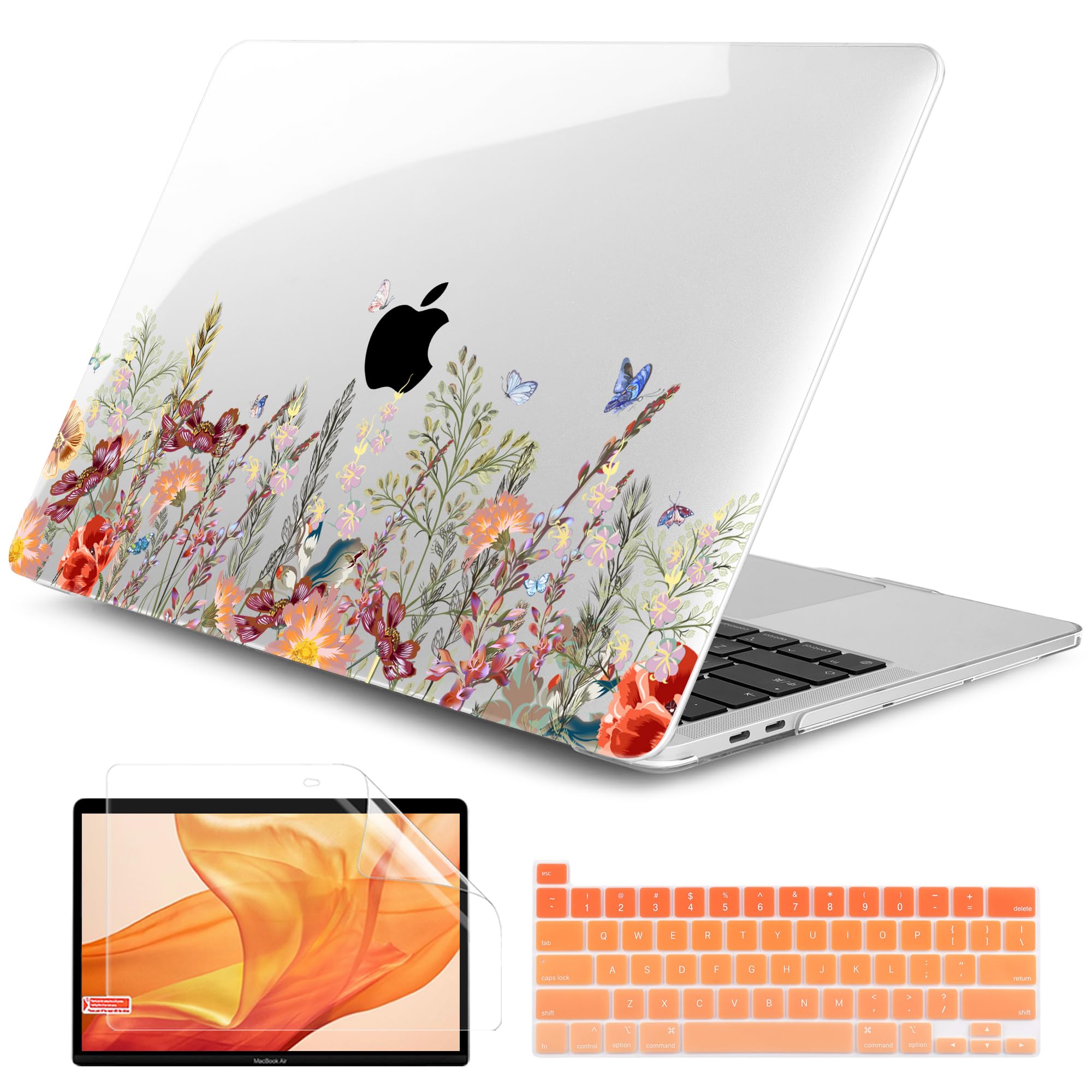 Photo 1 of Dongke MacBook Pro 13 inch Case Model A2251/A2289 2020 Released, Plastic Hard Shell Case Cover for MacBook Pro 13 inch with Retina Display & Touch Bar Fits Touch ID (Floral Illustration)