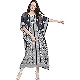 Oussum Women Polyester Casual Kaftan Long Plus Size Summer Beach Caftan Cover Ups Maxi Dresse for Ladies Boho Lounge Outfit