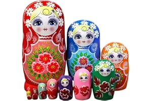 Russian Nesting Dolls 10PCS/Set Wooden Stacking Matryoshka Doll for Children Kids Adults Home Shelf Decor