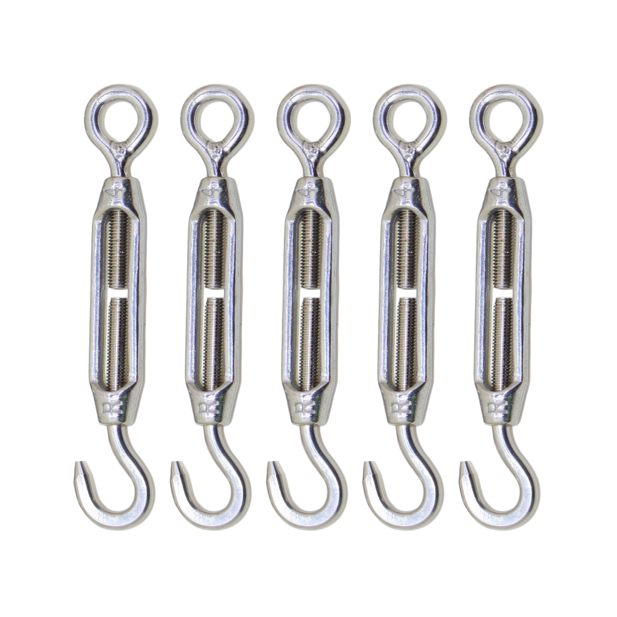 Wire Rope Cable M4 Stainless Steel 304 Hook & Eye Turnbuckle Wire Rope Tension Pack Of 5