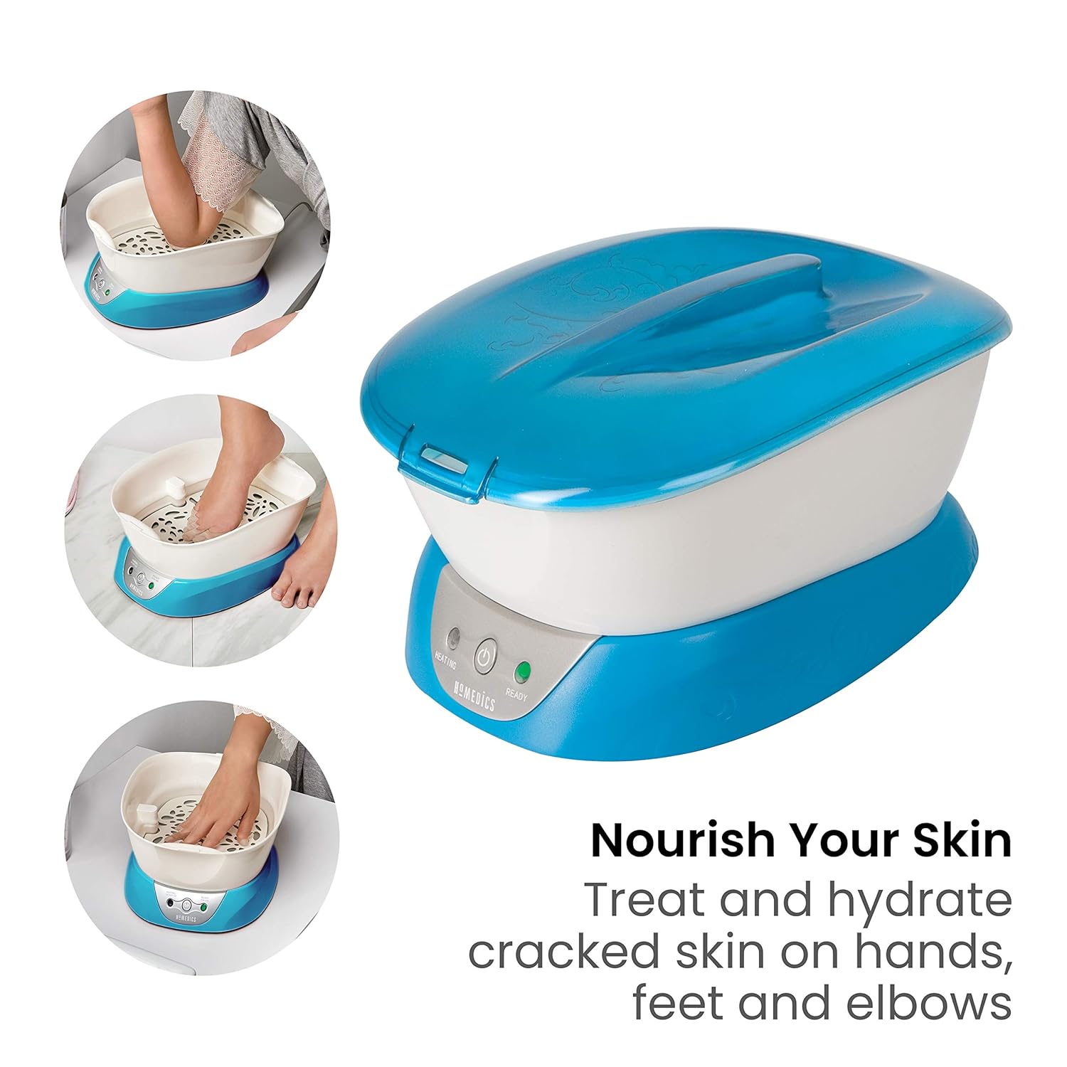 HoMedics ParaSpa Paraffin Wax Bath | Wax Warmer | Bonus 3 lb Paraffin Wax & 20 Hand Liners | Soothing Hand & Foot Spa | Moisturizing System | Hypoallergenic, Blue: Health & Personal Care