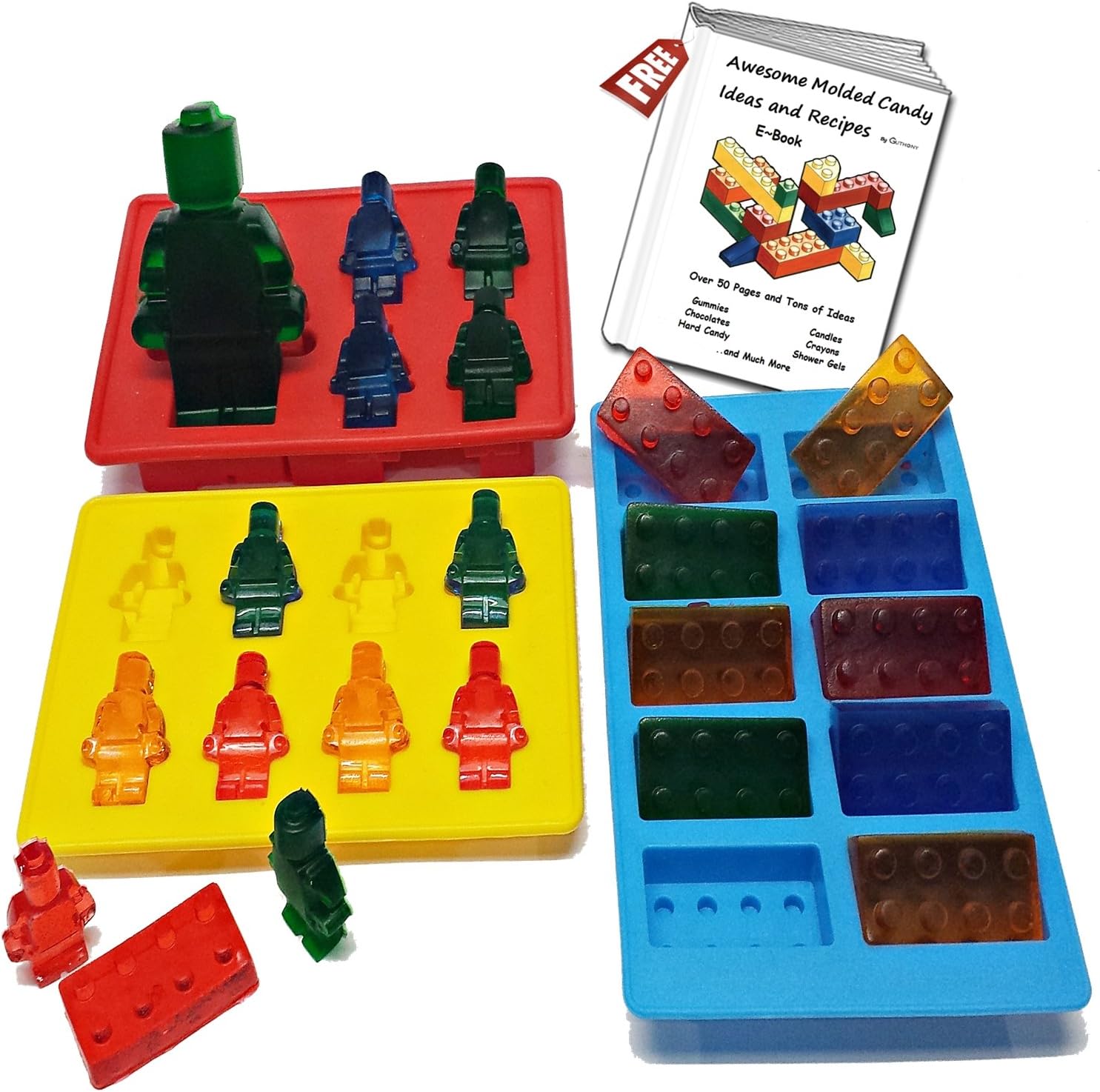 Everything Is AWESOME!!! Silicone Candy Mold Set for Lego Fans (Set of 3) ~ with Bonus eBook