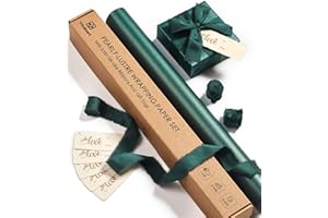 Vitalizart Green Wrapping Paper Set 17" Pearly-Lustre With Silk Like Satin Ribbon & Gift Tags Recyclable Christmas Gift Wrapping Birthday Baby Shower Wedding Handmade Crafts 197"(16.4 Ft)