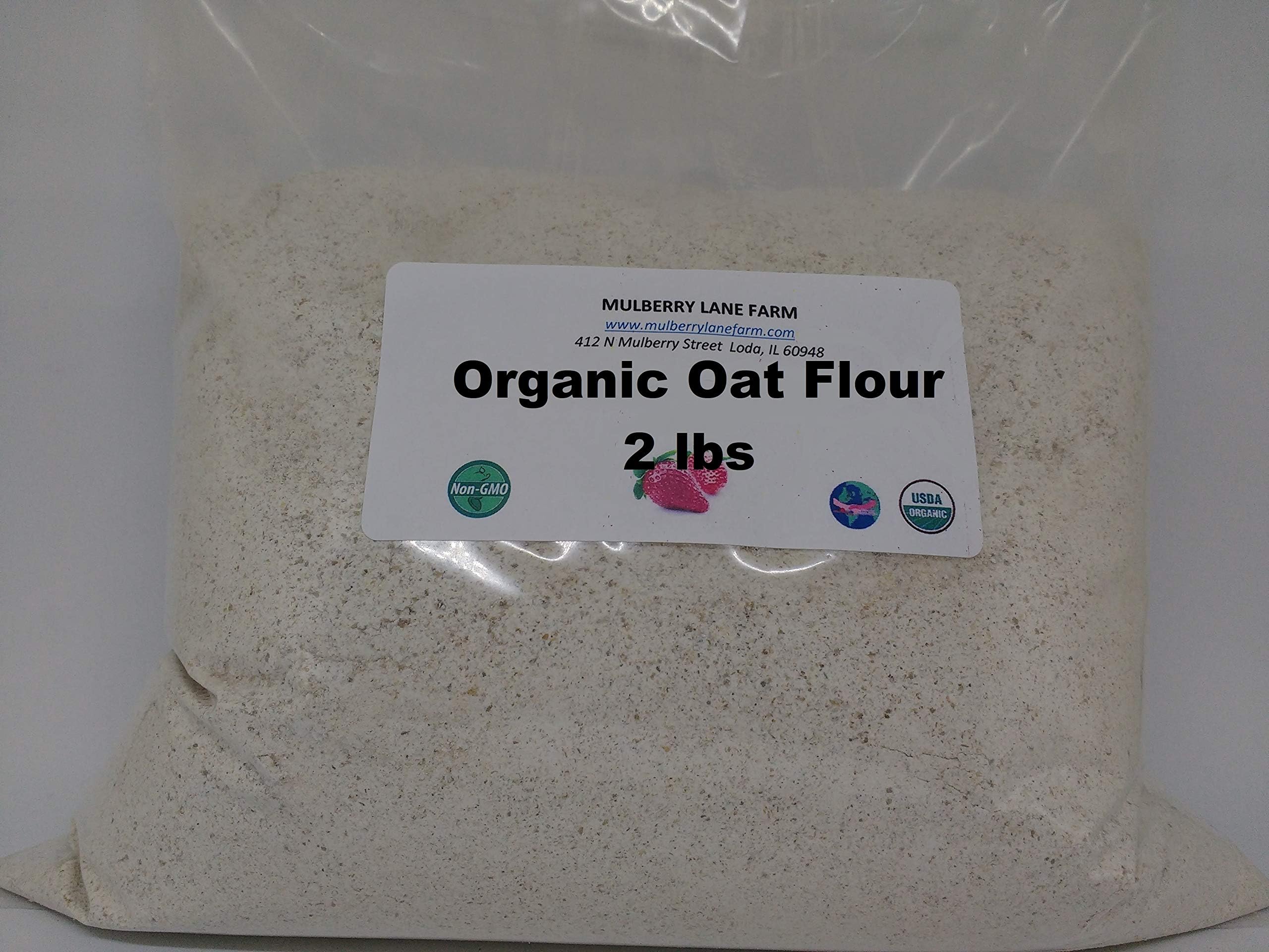 Oat Flour, 2 Pounds 100 Percent Whole Grain, USDA Certified Organic, Non-GMO Bulk