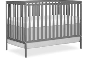 Dream On Me Synergy 5-in-1 Convertible Crib in Storm Grey, Greenguard Gold Certified, JPMA Certified, 3 Mattress Height Setti