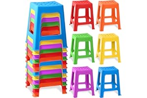 TURSTIN 12 Pack Stackable Classroom Stools Plastic Stools Nesting Stools Colorful Round Stools Indoor Outdoor Flexible Seating Decorative Stools Chairs for Home Office School Classroom